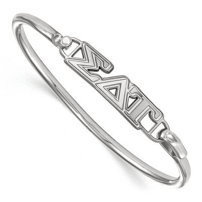 Black Bow Jewelry Sterling Silver Sigma Delta Tau Greek Life Bangle Bracelet 7 Inch