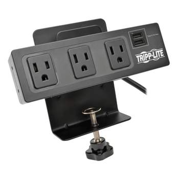 Tripp Lite Protect It!® 3-Outlet Surge Protector with 2 USB Ports and Desk Clamp