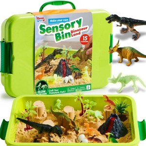 Klever Kits Dinosaur Sensory Bin for Child, Play Sand Toy with Glow-in-The-Dark Dinosaurs, Sandbox with Lid Sand, Gift for Boys Girls Age 3+ - 1 of 4