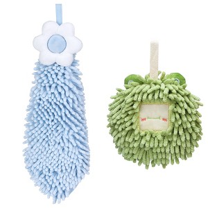 REGALWOVEN 2 Packs Soft Absorbent Cute Decorative Chenille Hand Towel for Bathroom 6" x 15"/7" x 7" - 1 of 4