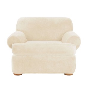 Stretch Plush 2pc T-Chair Slipcover Cream - Sure Fit, Ivory