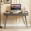 LIVAREEmlen Mid Century Desk, Modern Writing Study Desk with Drawers, Multifunctional Home Office Computer Desk, Walnut+Dark Grey - 2 of 4