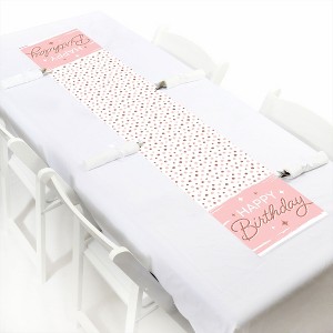 Big Dot of Happiness Pink Rose Gold Birthday - Petite Happy Birthday Party Paper Table Runner - 12 x 60 inches - 1 of 4
