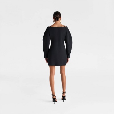 mini dresses classy White Structured Mini Dress | Dipped Back