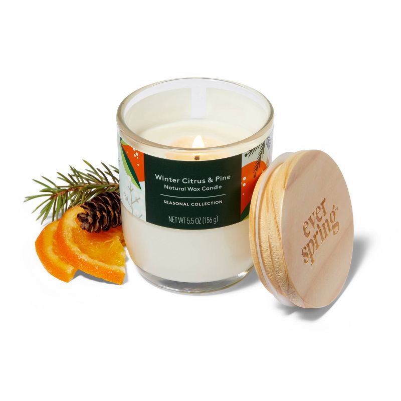 Winter Citrus &#38; Pine Candle - 5.5oz - Everspring&#8482;, 4 of 5