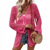 Coolmee Women's Cardigan Tie Front Shrug Midweight Knit Hollow Out Long Sleeve Cardigan - 2 of 4