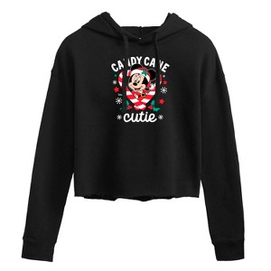 Women's - Disney - Minnie Candy Cane Cutie Cropped Graphic Hoodie - 1 of 3