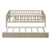 Okak Twin/Full Wooden Bed Frame with Trundle & Guardrails,Modern Platform Daybed for Kids Room,Bedroom,No Box Spring Needed - 3 of 4