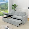 85"W 3 Seater Chenille Upholstered Sleeper Sofa with Storage Chaise, Square Handrail with Pull and Copper Nail, 4Q -ModernLuxe - 3 of 4