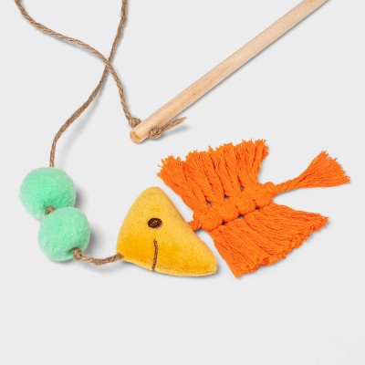 Fringe Fish Wand Cat Toy - Orange - Boots &#38; Barkley&#8482;