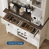 Coffee Bar Cabinet, 72" Tall Kitchen Pantry Cabinet with 4 Doors and Drawers, Kitchen Hutch Cabinets with Wine Rack for Dining Room, Antique White - 3 of 4