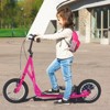 Gymax Kick Scooter Scooter W/ Adjustable Handlebar 12.6" Air Filled Wheels & V-Type Handbrakes for Kids of 8-12 Youth Scooter Pink - 2 of 4