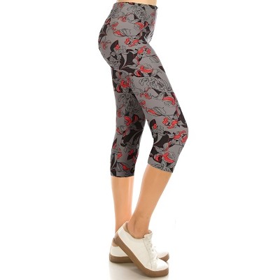 Slickblue Women's Print Capri Leggings One Size Fits Most, Stretchy Polyester-Spandex, Elastic Waistband, Multicolor