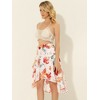 INSPIRE CHIC Women's High Low Hem Elastic Waist Lurex Chiffon A-Line Midi Floral Skirt - 3 of 4