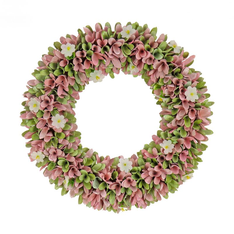18" Artificial Floral Spring Wreath Pink - National Tree Company, 1 of 4