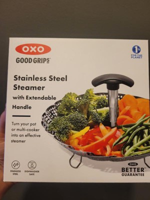 OXO Stainless Steel Good Grips Steamer with Extendable Handle, 7 & Swivel  Peeler