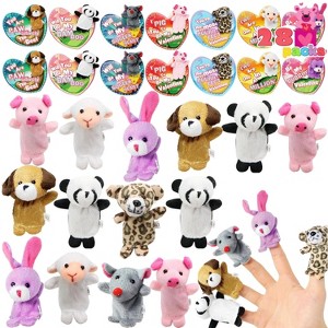 Joyfy 28 Packs Valentines Day Animal Finger puppet with Gift Cards Set for Kids, Party Favor, Classroom Exchange Prizes - 1 of 4