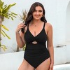 Women's Plus Size Twist Front Cutout Ruched Back Tie One Piece Swimsuit -Cupshe - 3 of 4