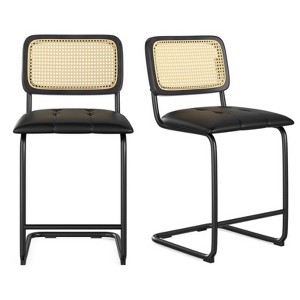 FURNIinspire Dining Chair, Height Bar Stools Set of 2, Armless Bar Chairs for Kitchen Island, Black, 18.9"*17.7"*37.4" - 1 of 4