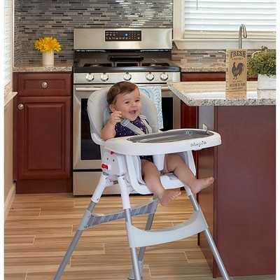 Gray and White Portable Convertible High Chair with Adjustable Tray