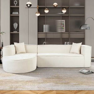 Modern Sectional Sofa, Sponge Sectional Sofa Couch for Living Room, CENGHU Modular L-Shape Sofa Couch with Elegant Curved Design and 2 Throw Pillows - 1 of 4