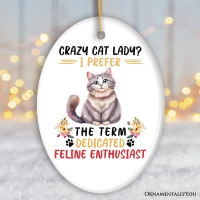 Crazy Cat Lady Ceramic Ornament, Cute and Funny Christmas Gift| OrnamentallyYou