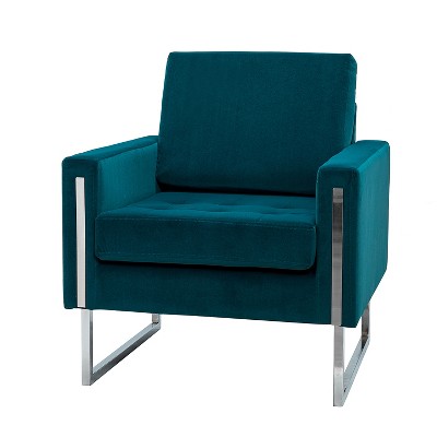 Idmon Modern Tufted Wooden velvet Club Chair with Metal Legs for Bedroom and Living Room | ARTFUL LIVING DESIGN