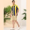 Lars Amadeus Men's Beach Striped Short Sleeve Hawaiian Color Block Button Shirts - 4 of 4