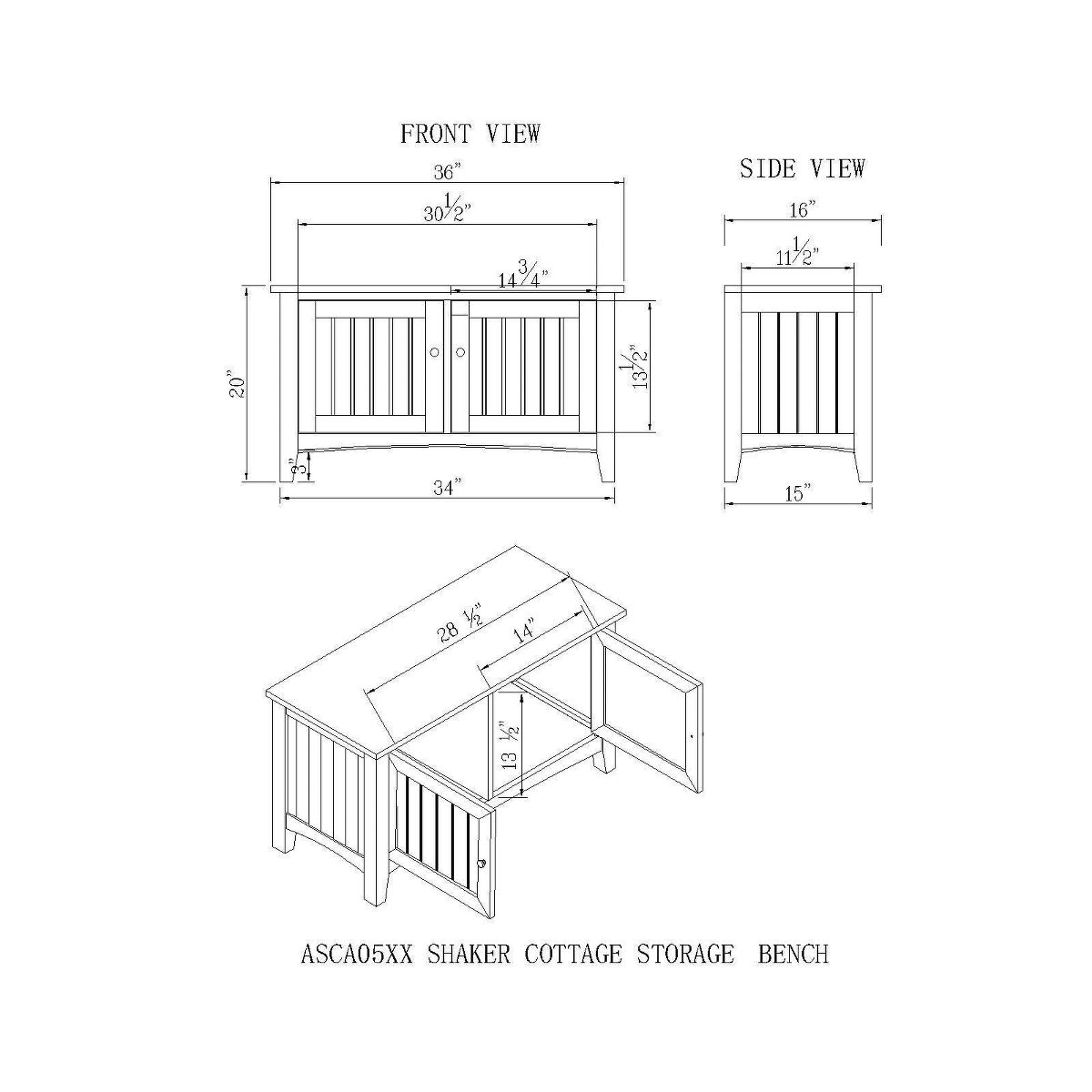 Shaker Cottage Storage Cabinet Bench Espresso - Alaterre Furniture - thumbnail 6