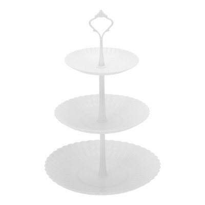 Unique Bargains 3 Tier Dessert Cupcake Stand Cup Cake Holder Tower White
