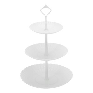 Unique Bargains 3 Tier Dessert Cupcake Stand Cup Cake Holder Tower White - 1 of 4