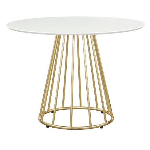 round gold pedestal table