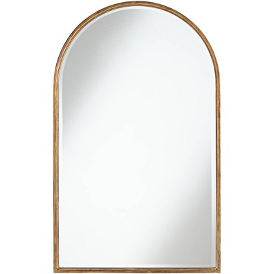 Uttermost Arch Top Vanity Decorative Wall Mirror Modern Gleaming Gold Metal Frame Beveled 24" Wide Bathroom Bedroom Living Room