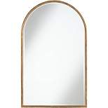 Uttermost Clara Arch Top Vanity Decorative Wall Mirror Modern Beveled Distressing Gold Metal Frame 24" Wide for Bathroom Bedroom Living Room Entryway