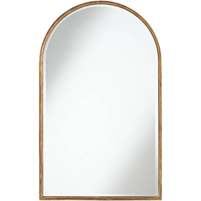 Uttermost Clara Arch Top Vanity Decorative Wall Mirror Modern Beveled Distressing Gold Metal Frame 24" Wide for Bathroom Bedroom Living Room Entryway, 1 of 7