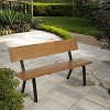 Sunnydaze European Chestnut Patio Bench with Powder-Coated Steel Frame - 59" W x 21" D x 33.75" H - image 2 of 4