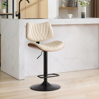Anybear 360¡ãSwivel Bar Chairs Adjustable Counter Height Black Leather Upholstered