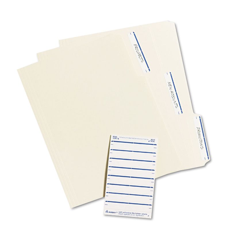 Avery Print or Write File Folder Labels 11/16 x 3 7/16 White/Dark Blue Bar 252/Pack 05200, 3 of 9
