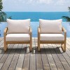Solid Wood Patio Lounge Chair with Removable Beige Cushion, All-Weather Outdoor Relaxation Chair for Garden and Poolside - 4 of 4