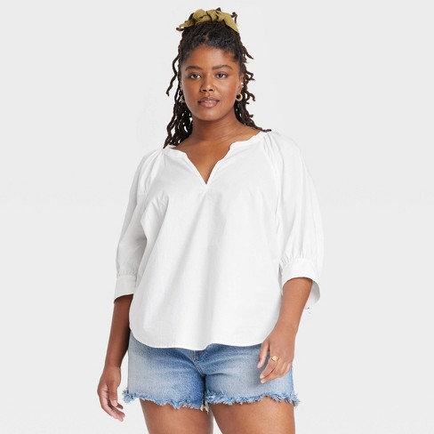 Women's Long Sleeve Pullover Blouse - Universal Thread™ White 4x : Target