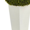 28" Boxwood Topiary Ball Artificial Plant In White Tower Planter - Nearly Natural: Faux Greenery, Mid-Century Decor - 3 of 3