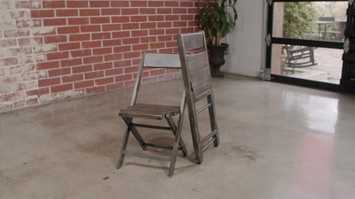 Antique Black Beechwood Slatted Folding Chair Set of 4