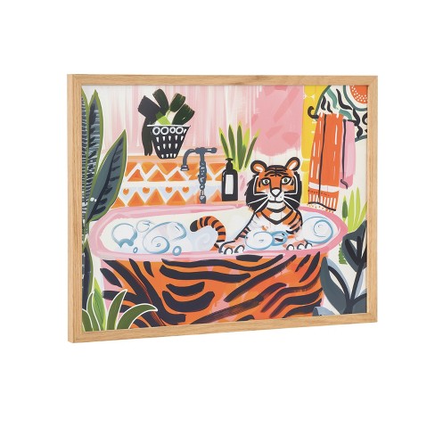 Kate & Laurel All Things Decor 16"x12" Gallery Bold Maximalist Tiger in Bubble Bath Print by The Creative Bunch Studio Natural - image 1 of 4