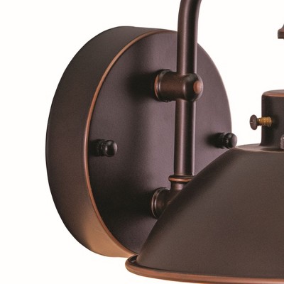 Burnished Bronze Nautical Steel Wall Sconce with Seeded Glass