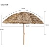 Angel Sar 8' Thatch Patio Tiki Umbrella, Tropical Palapa Straw Beach Umbrella with 8 Ribs & Adjustable Tilt, Hawaiian Style Patio Umbrella - 3 of 4