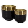 Kate and Laurel Miley Round Metal Tabletop Planter, 2 Piece, Black and Gold - 2 of 4