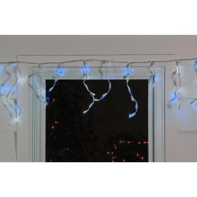 Northlight 100ct Wide Angle LED Icicle String Lights Blue - 6.75' White Wire, 3 of 6