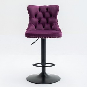 Ridstar Set of 2 Swivel Bar Stool with Adjustable Seat Height For Home Pub & Kitchen Islands-Purple - 1 of 4