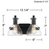 Possini Euro Design Sorren Modern Wall Light Sconce Matte Black Hardwire 13 1/4" 2-Light Fixture Clear Glass Shade for Bedroom Bathroom Living Room - 4 of 4