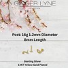 Moon and Star Flat Back Earrings for Women Sterling Silver 16g Cartilage Helix Lobe Body Piercing Stud Ginger Lyne - 3 of 4